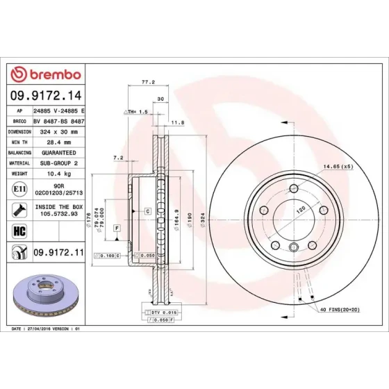 Brembo Ön Fren Diski – 09.9172.11 ürün görseli