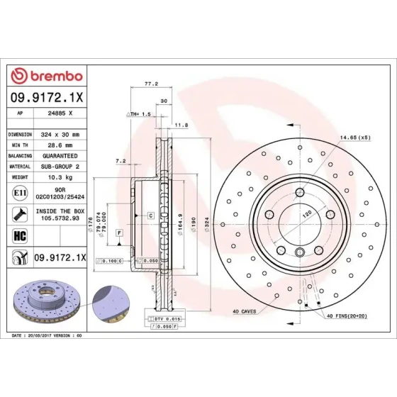 Brembo Ön Fren Diski – 09.9172.1X ürün görseli