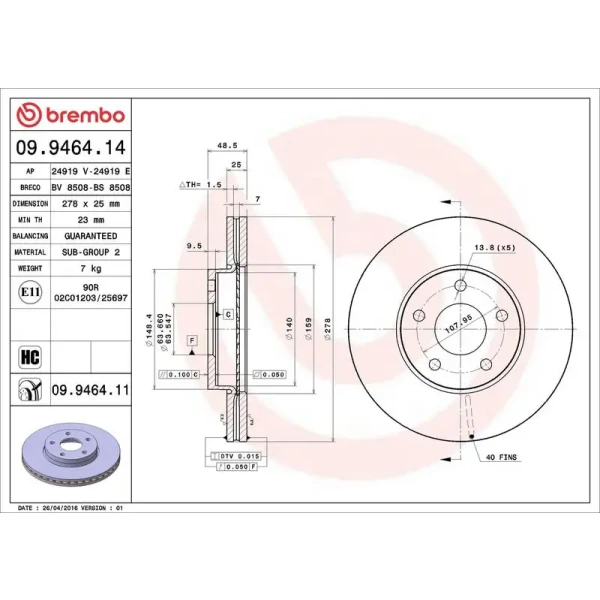 Brembo Ön Fren Diski – 09.9464.11