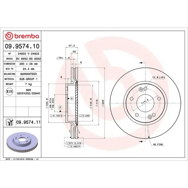 Brembo Ön Fren Diski – 09.9574.10
