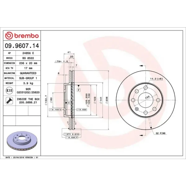 Brembo Ön Fren Diski – 09.9607.14