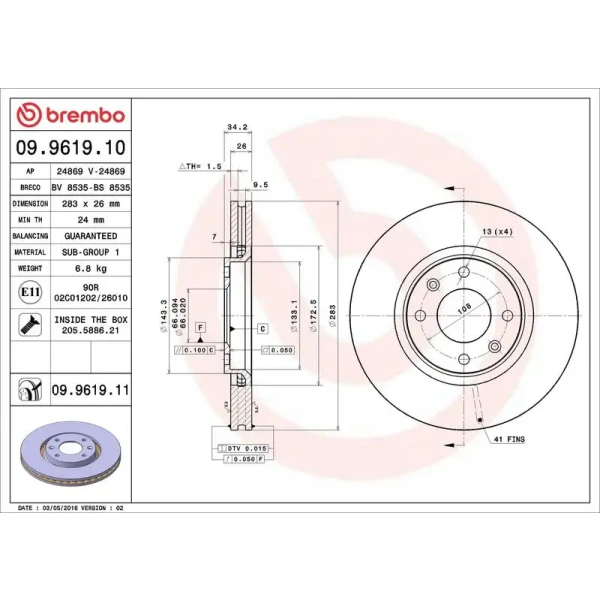 Brembo Ön Fren Diski – 09.9619.10