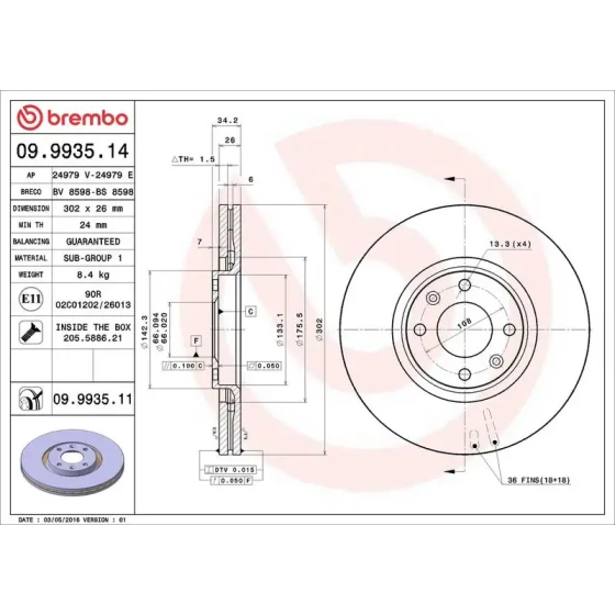 Brembo Ön Fren Diski – 09.9935.14 ürün görseli