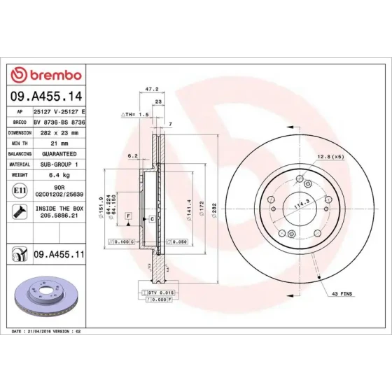 Brembo Ön Fren Diski – 09.A455.11 ürün görseli