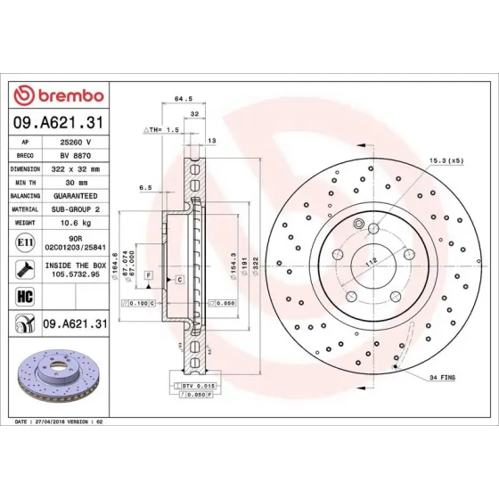 Brembo Ön Fren Diski – 09.A621.31 ürün görseli