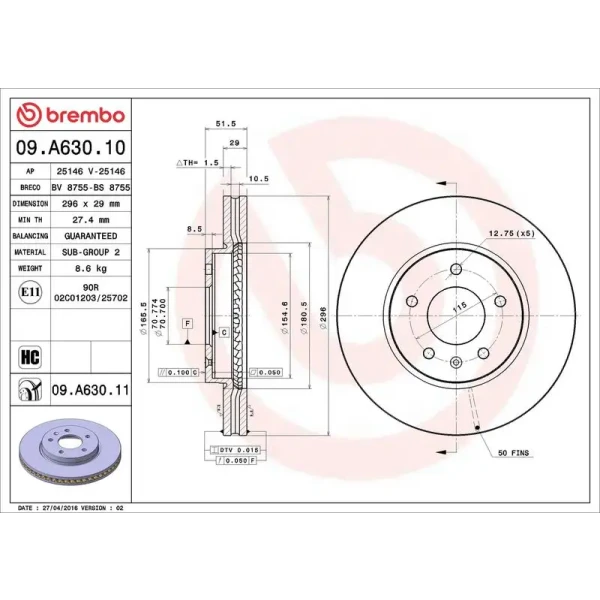 Brembo Ön Fren Diski – 09.A630.10