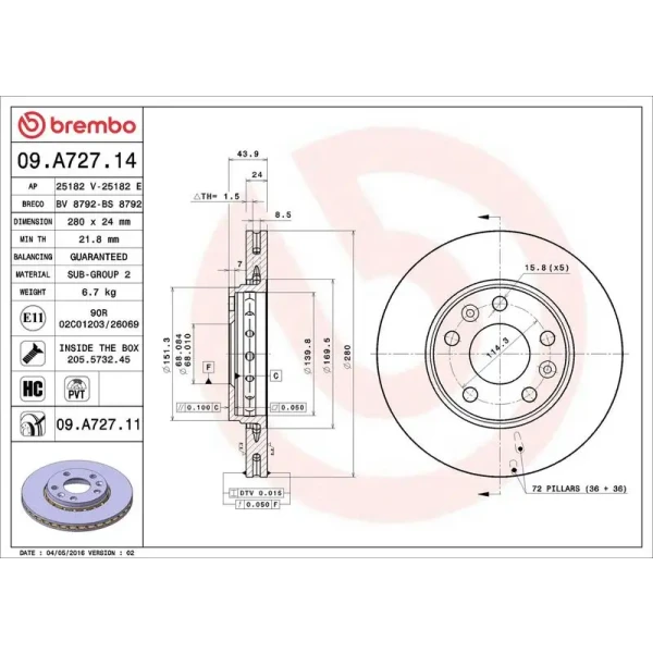 Brembo Ön Fren Diski – 09.A727.11