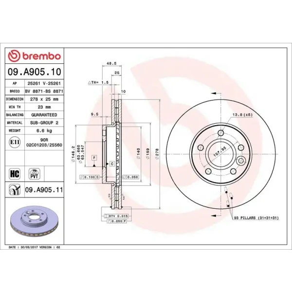 Brembo Ön Fren Diski – 09.A905.10