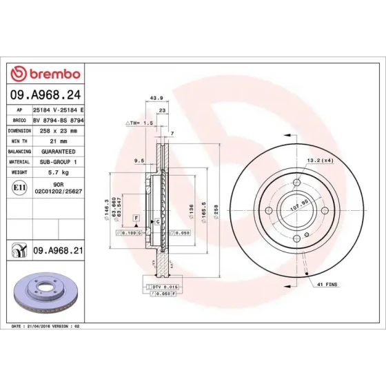Brembo Ön Fren Diski – 09.A968.24 ürün görseli