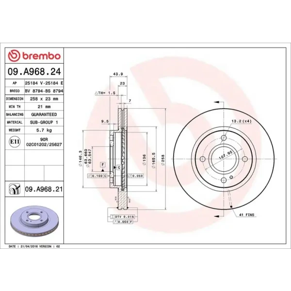 Brembo Ön Fren Diski – 09.A968.24