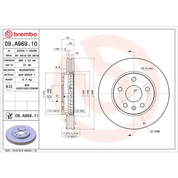 Brembo Ön Fren Diski – 09.A969.10