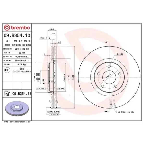 Brembo Ön Fren Diski – 09.B354.10