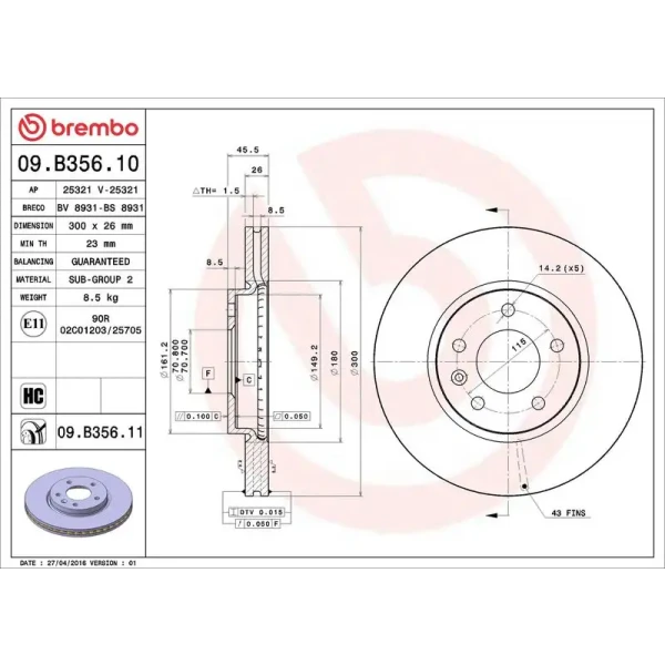Brembo Ön Fren Diski – 09.B356.11