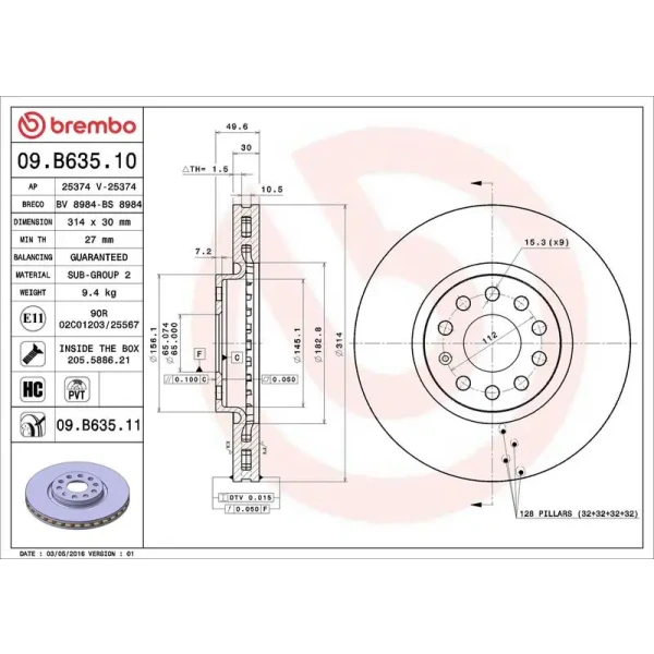 Brembo Ön Fren Diski – 09.B635.11