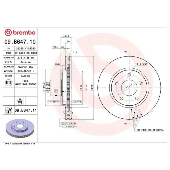 Brembo Ön Fren Diski – 09.B647.10 ürün görseli