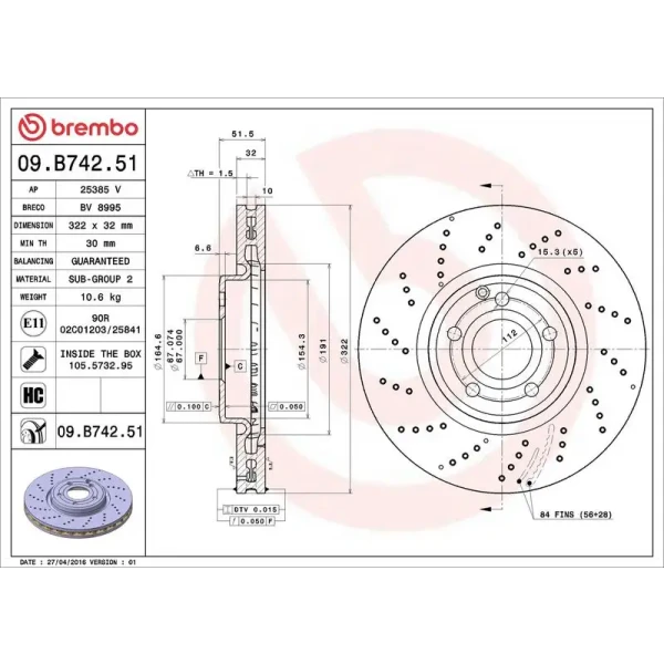 Brembo Ön Fren Diski – 09.B742.51 / OEM A2184210312