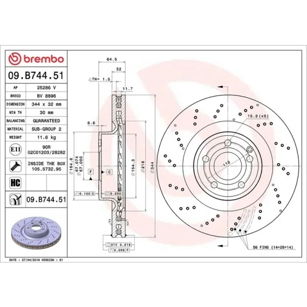 Brembo Ön Fren Diski – 09.B744.51 / OEM A1724210212