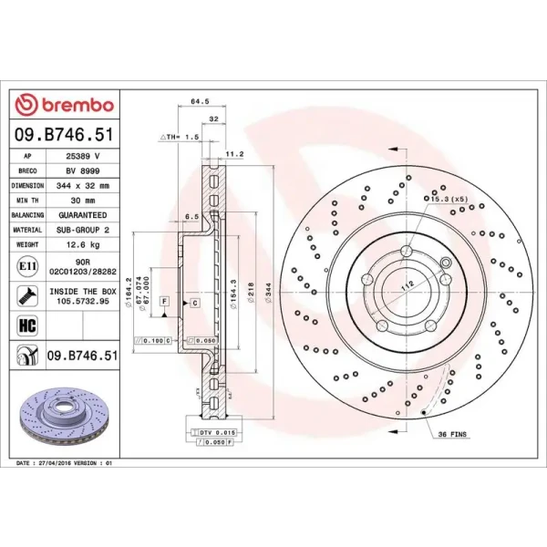 Brembo Ön Fren Diski – 09.B746.51 / OEM A0421151207