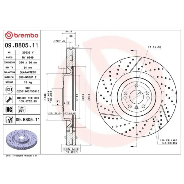 Brembo Ön Fren Diski – 09.B805.11 / OEM A1664210512