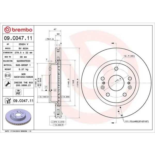 Brembo Ön Fren Diski – 09.C047.11 / OEM 5531161M10