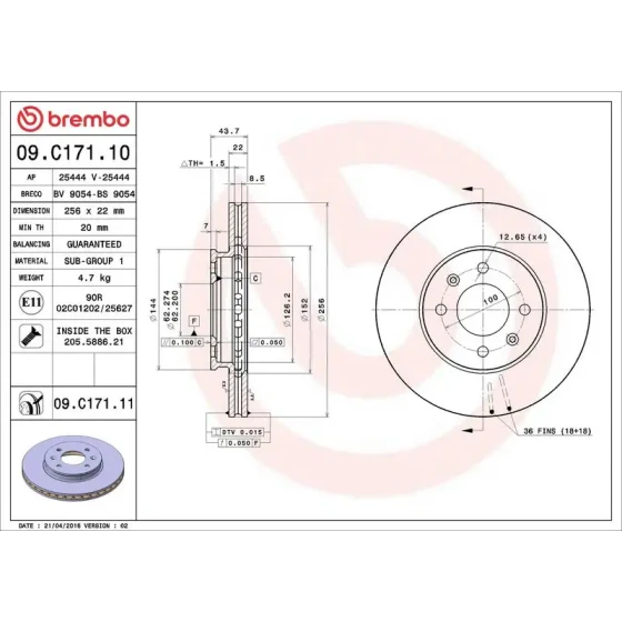 Brembo Ön Fren Diski – 09.C171.11 ürün görseli