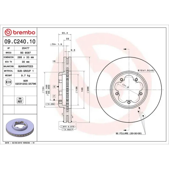 Brembo Ön Fren Diski – 09.C240.10 ürün görseli