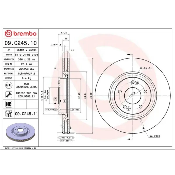Brembo Ön Fren Diski – 09.C245.11