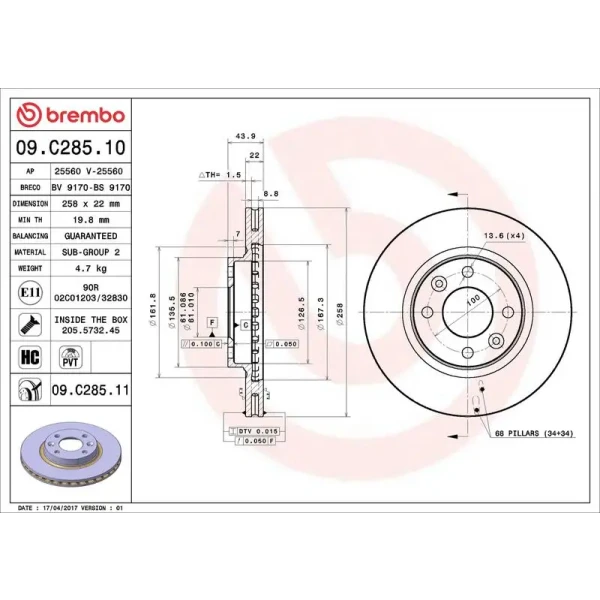 Brembo Ön Fren Diski – 09.C285.11