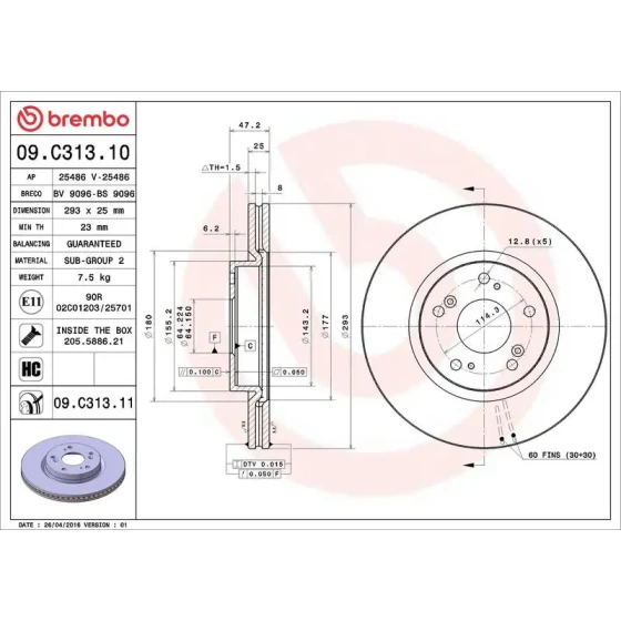 Brembo Ön Fren Diski – 09.C313.11 ürün görseli