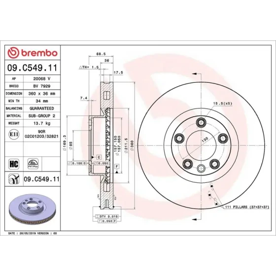 Brembo Ön Fren Diski – 09.C549.11 ürün görseli