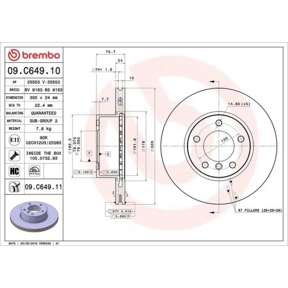 Brembo Ön Fren Diski – 09.C649.11 ürün görseli
