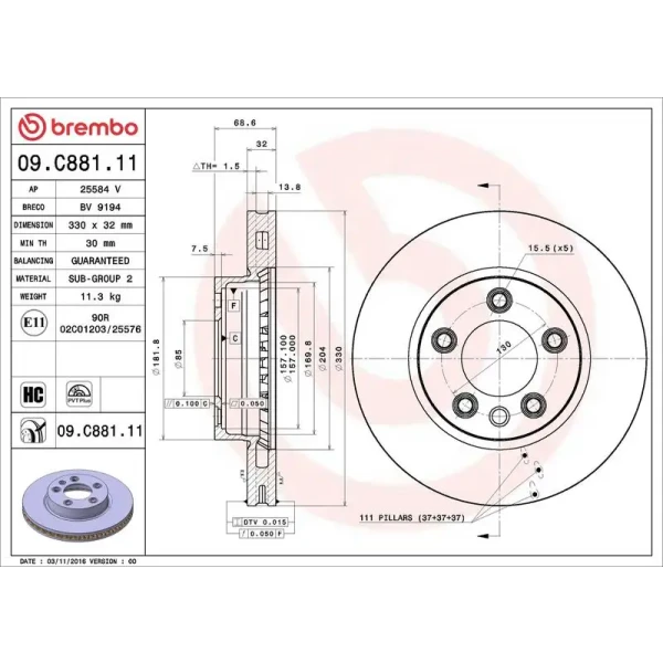 Brembo Ön Fren Diski – 09.C881.11