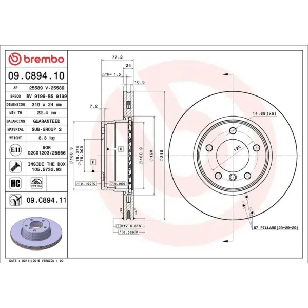 Brembo Ön Fren Diski – 09.C894.11