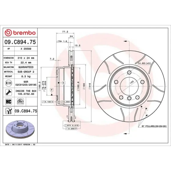 Brembo Ön Fren Diski – 09.C894.75 ürün görseli