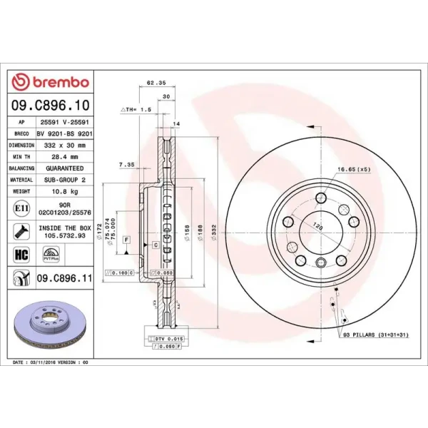 Brembo Ön Fren Diski – 09.C896.11