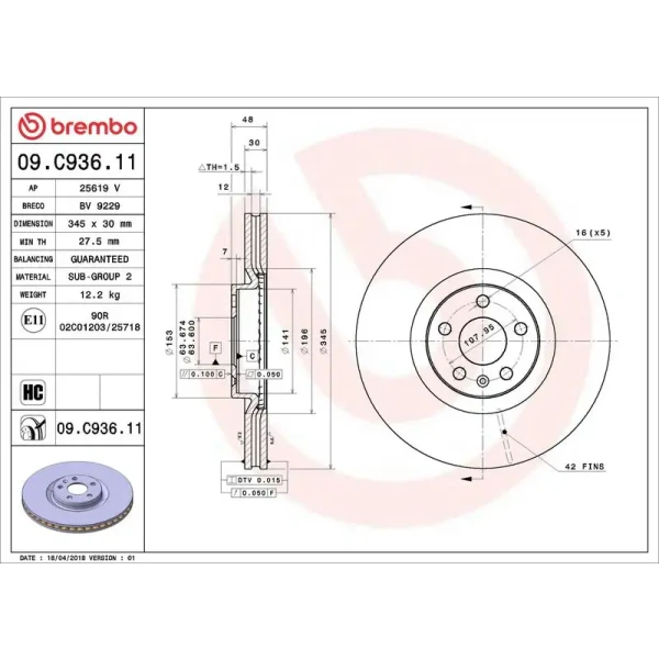 Brembo Ön Fren Diski – 09.C936.11