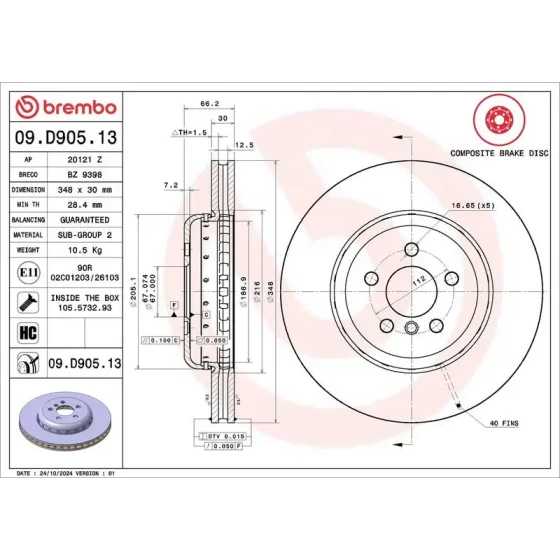 Brembo Ön Fren Diski – 09.D905.13 ürün görseli