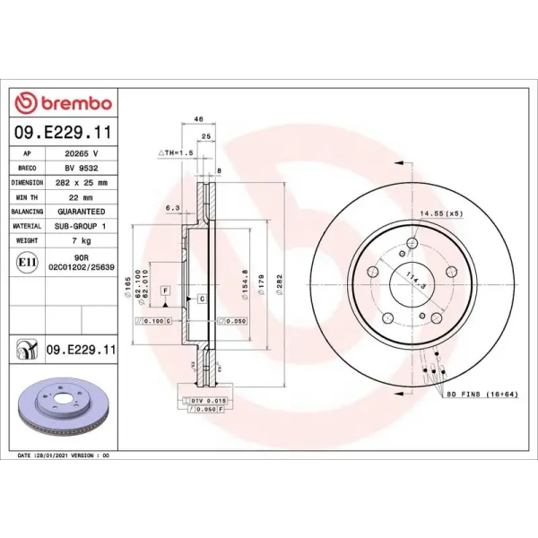 Brembo Ön Fren Diski – 09.E229.11 / OEM T435120239