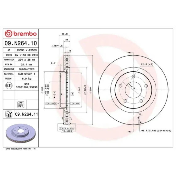 Brembo Ön Fren Diski – 09.N264.11 ürün görseli