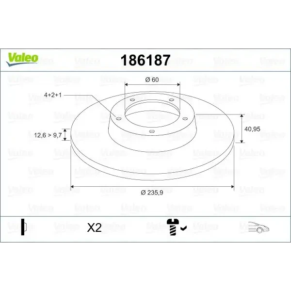 Valeo Ön Fren Diski – 186187 / OEM 90008005