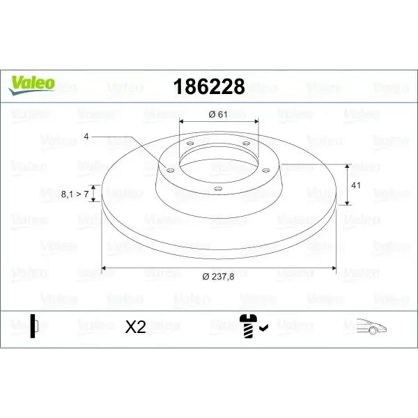 Valeo Ön Fren Diski – 186228 / OEM 7701204285