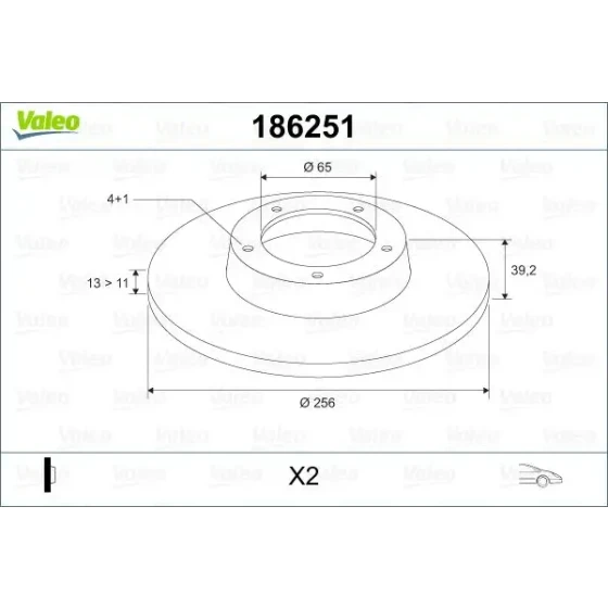 Valeo Ön Fren Diski – 186251 / OEM 357615301 ürün görseli