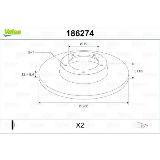 Valeo Ön Fren Diski – 186274 / OEM 34116757750 ürün görseli