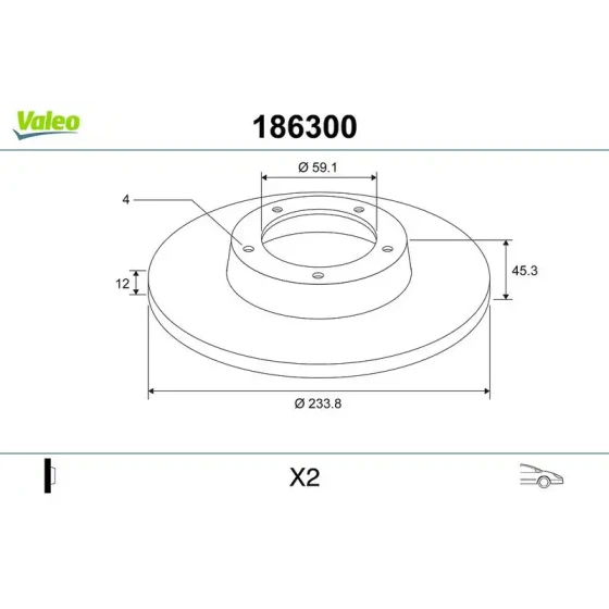 Valeo Ön Fren Diski – 186300 / OEM 402065F003 ürün görseli
