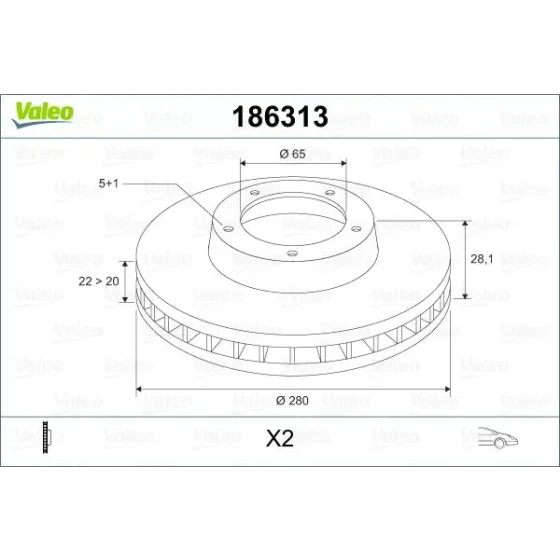 Valeo Ön Fren Diski – 186313 / OEM 1H0615301A ürün görseli