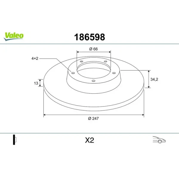 Valeo Ön Fren Diski – 186598 / OEM 4246R9