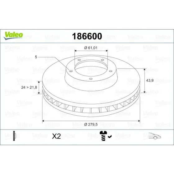 Valeo Ön Fren Diski – 186600 ürün görseli