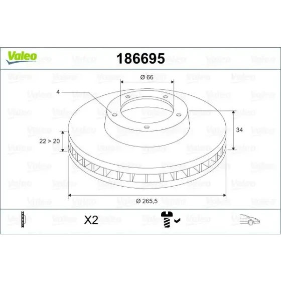 Valeo Ön Fren Diski – 186695 ürün görseli