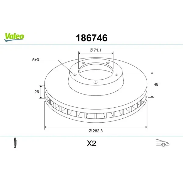 Valeo Ön Fren Diski – 186746 / OEM 4249L3
