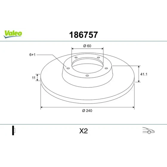 Valeo Ön Fren Diski – 186757 / OEM 90008031 ürün görseli